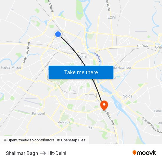 Shalimar Bagh to Iiit-Delhi map