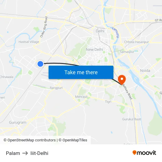 Palam to Iiit-Delhi map