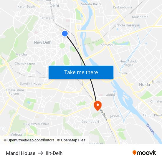 Mandi House to Iiit-Delhi map