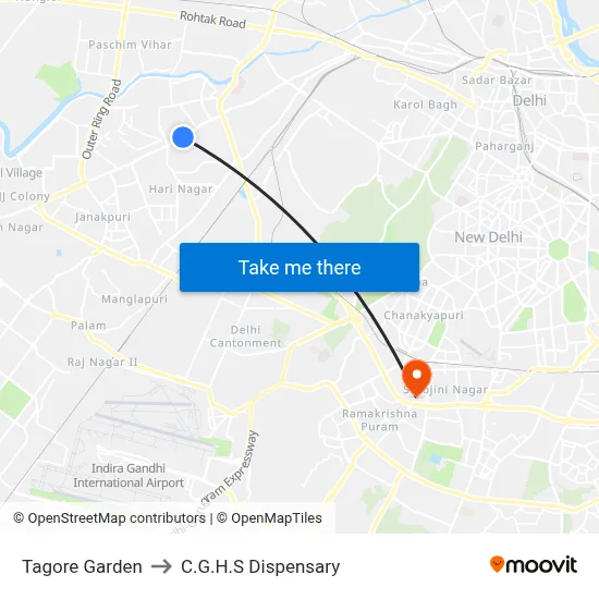 Tagore Garden to C.G.H.S Dispensary map