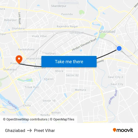 Ghaziabad to Preet Vihar map