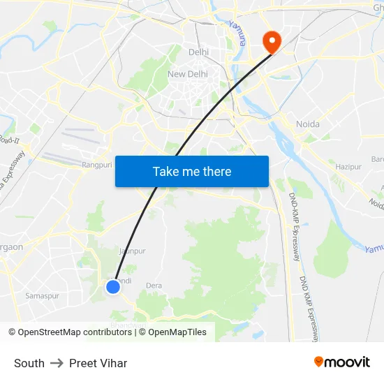 South to Preet Vihar map