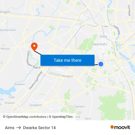 Aims to Dwarka Sector 14 map