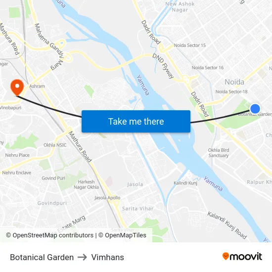 Botanical Garden to Vimhans map