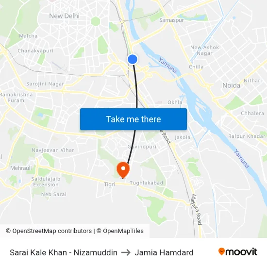 Sarai Kale Khan - Nizamuddin to Jamia Hamdard map