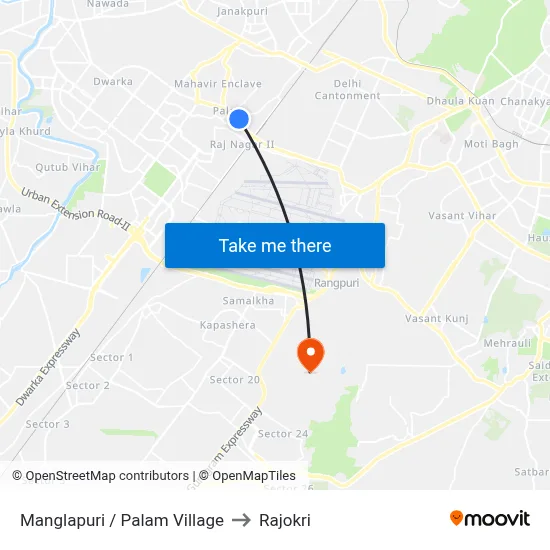Manglapuri / Palam Village to Rajokri map