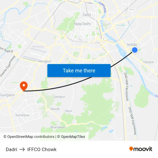 Dadri to IFFCO Chowk map