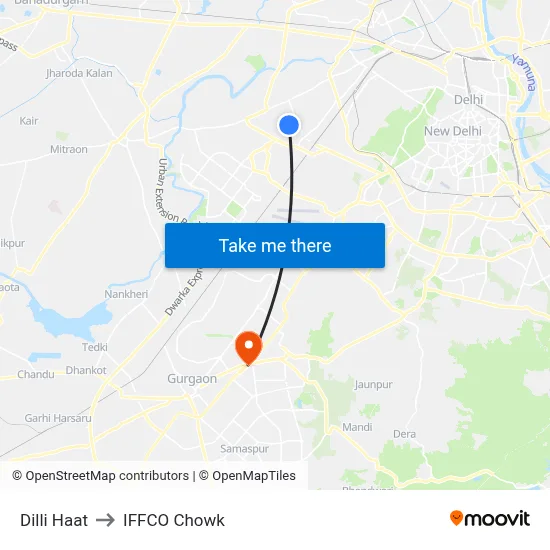 Dilli Haat to IFFCO Chowk map
