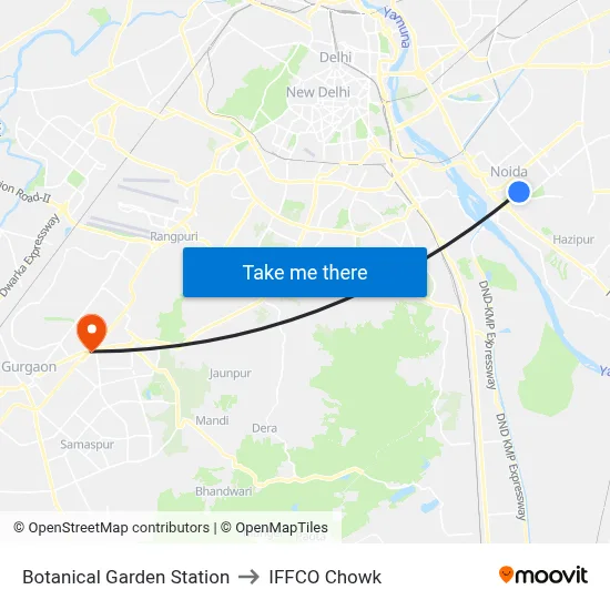 Botanical Garden Station to IFFCO Chowk map