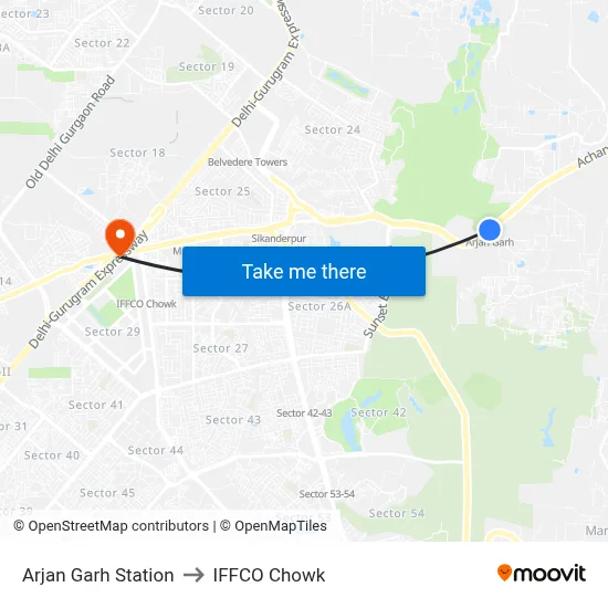 Arjan Garh Station to IFFCO Chowk map