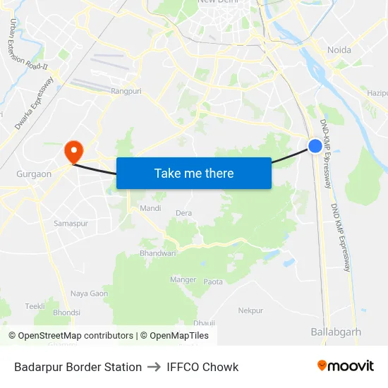 Badarpur Border Station to IFFCO Chowk map