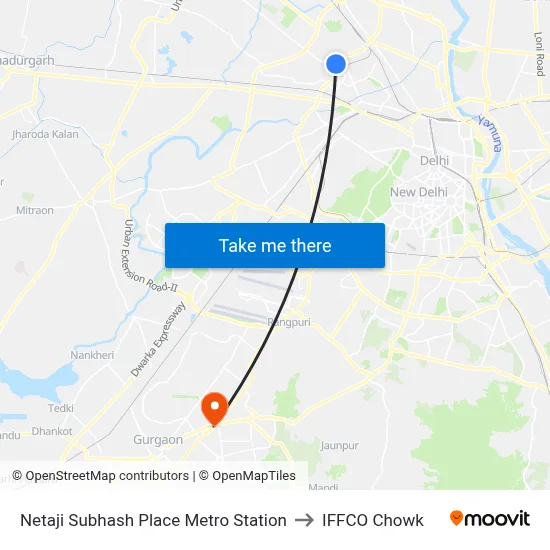 Netaji Subhash Place Metro Station to IFFCO Chowk map
