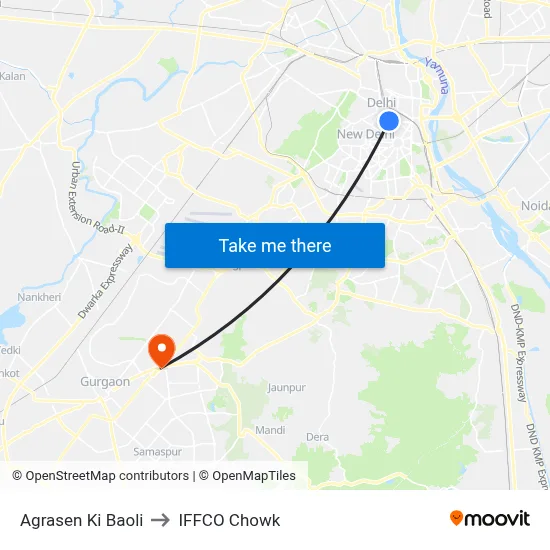 Agrasen Ki Baoli to IFFCO Chowk map