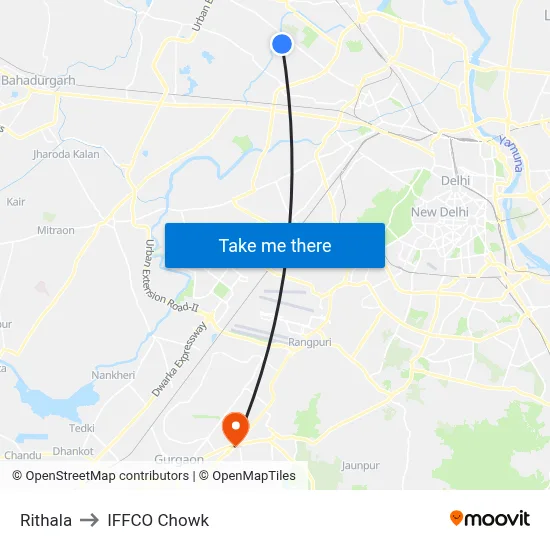 Rithala to IFFCO Chowk map