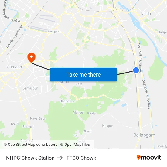 एनएचपीसी चौक स्टेशन to इफको चौक map
