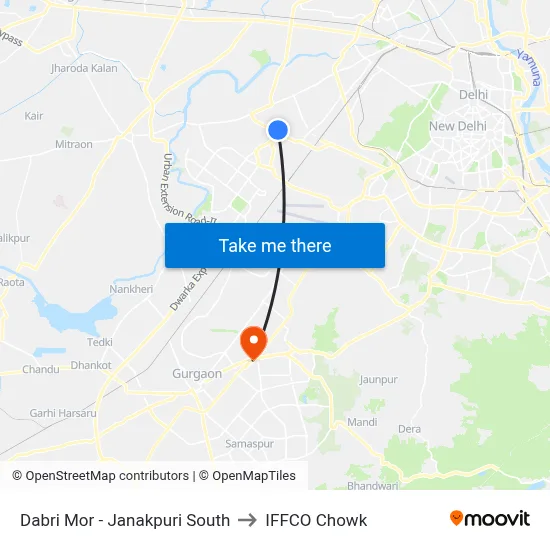 Dabri Mor - Janakpuri South to IFFCO Chowk map