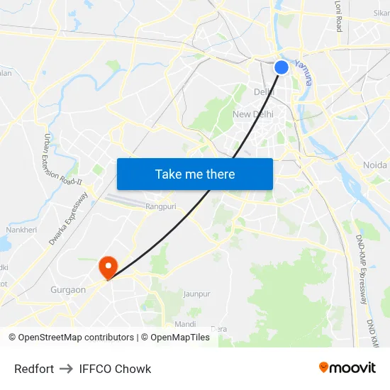 Redfort to IFFCO Chowk map