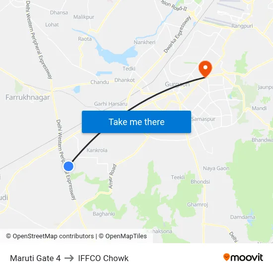 Maruti Gate 4 to IFFCO Chowk map