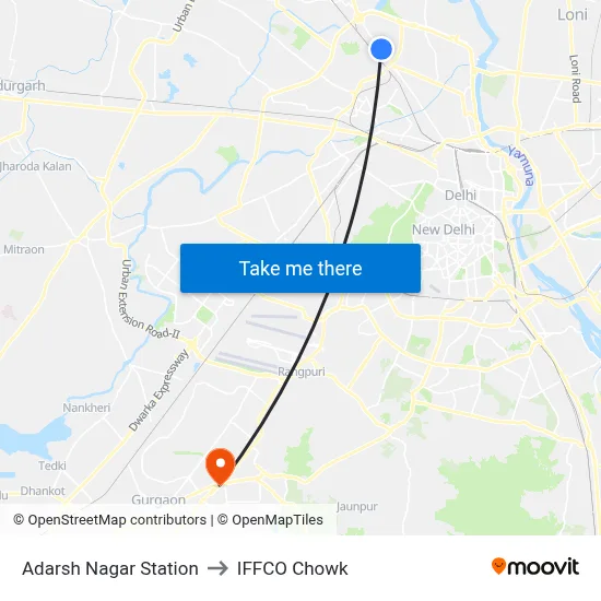 Adarsh Nagar Station to IFFCO Chowk map