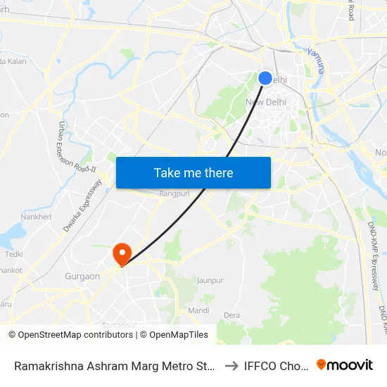 Ramakrishna Ashram Marg Metro Station to IFFCO Chowk map