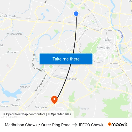 Madhuban Chowk / Outer Ring Road to IFFCO Chowk map