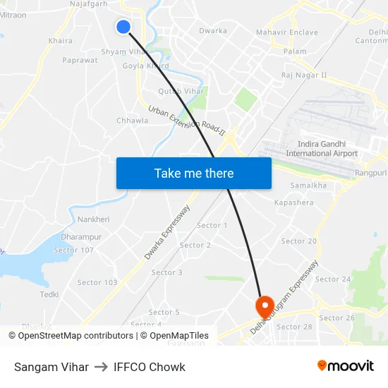 Sangam Vihar to IFFCO Chowk map