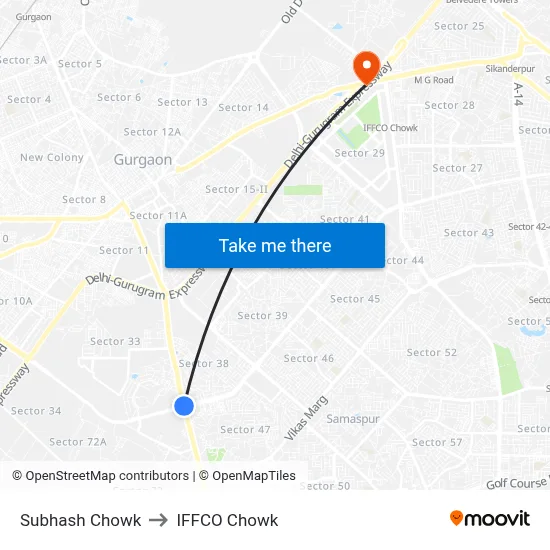 सुभाष चौक to इफको चौक map