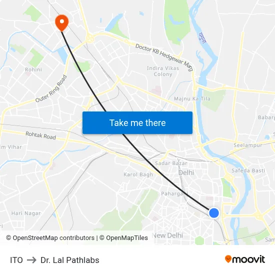 ITO to Dr. Lal Pathlabs map
