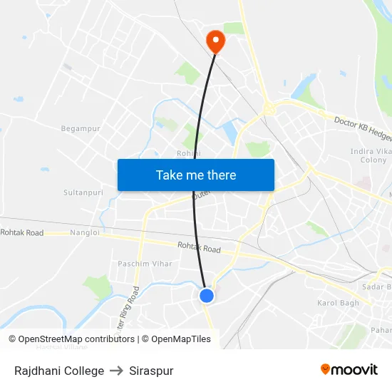 Rajdhani College to Siraspur map