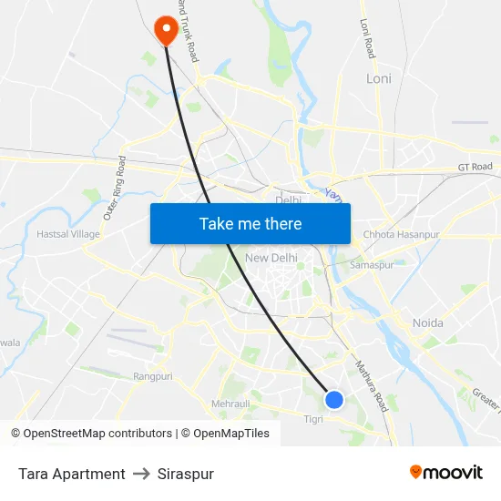 Tara Apartment to Siraspur map