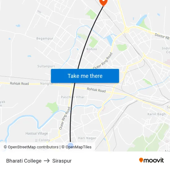 Bharati College to Siraspur map