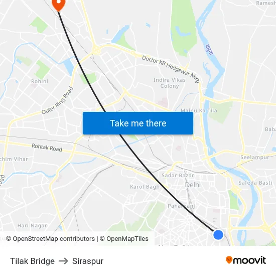 Tilak Bridge to Siraspur map