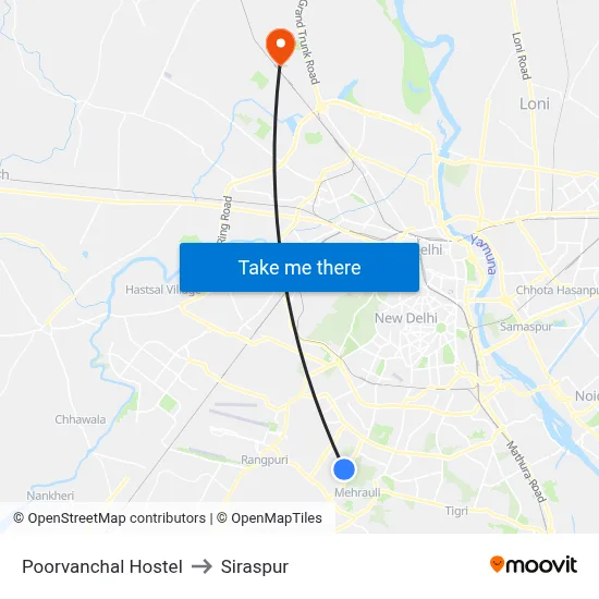 Poorvanchal Hostel to Siraspur map
