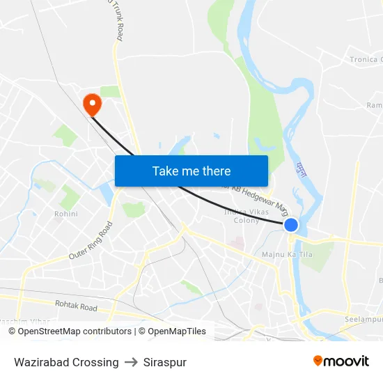 Wazirabad Crossing to Siraspur map