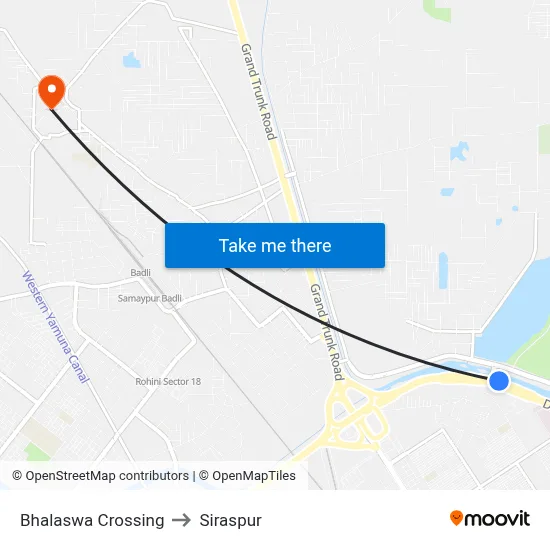 Bhalaswa Crossing to Siraspur map