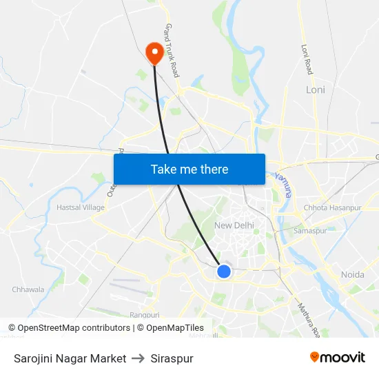 Sarojini Nagar Market to Siraspur map