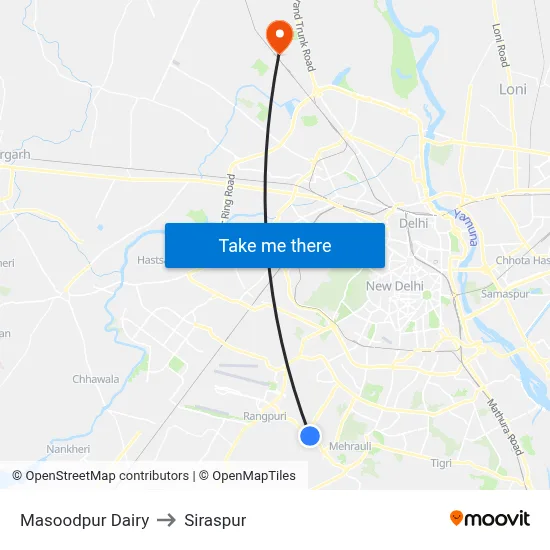 Masoodpur Dairy to Siraspur map
