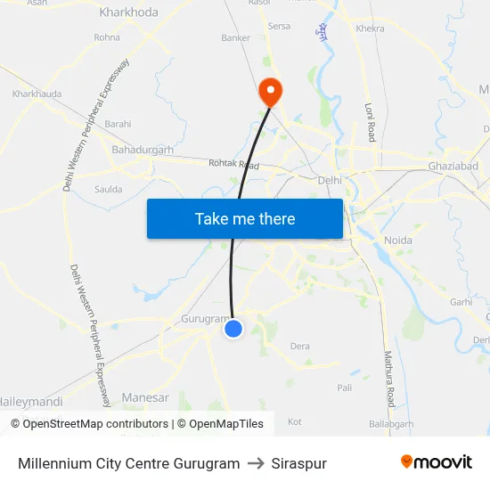 Millennium City Centre Gurugram to Siraspur map