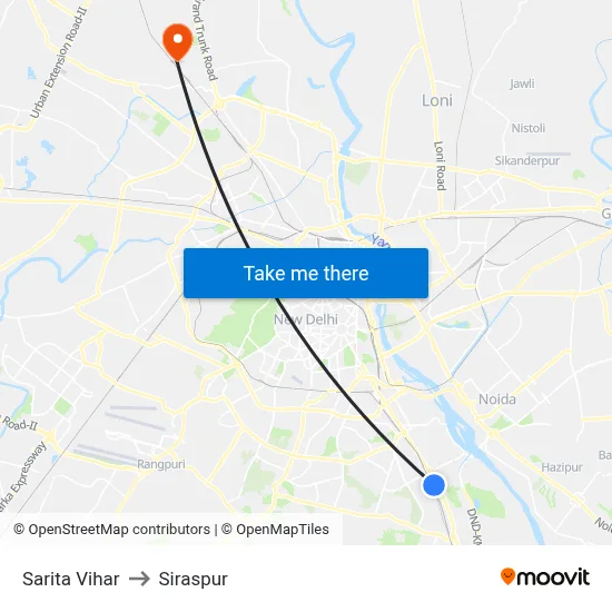 Sarita Vihar to Siraspur map