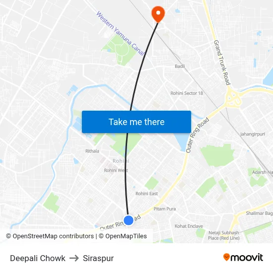 Deepali Chowk to Siraspur map