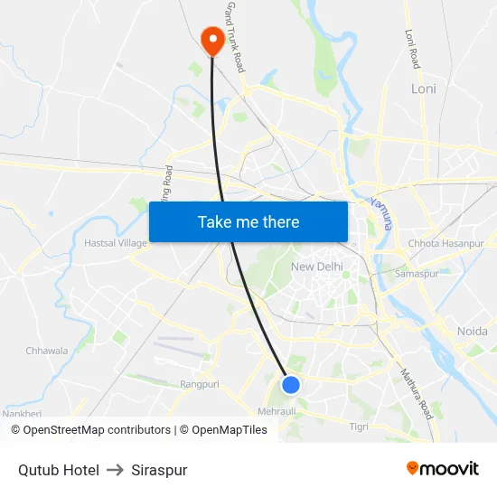 Qutub Hotel to Siraspur map