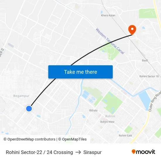 Rohini Sector-22 / 24 Crossing to Siraspur map