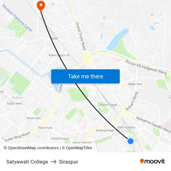 Satyawati College to Siraspur map
