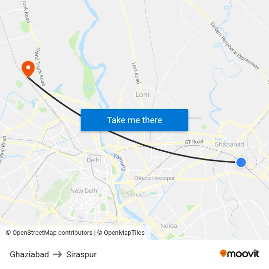 Ghaziabad to Siraspur map