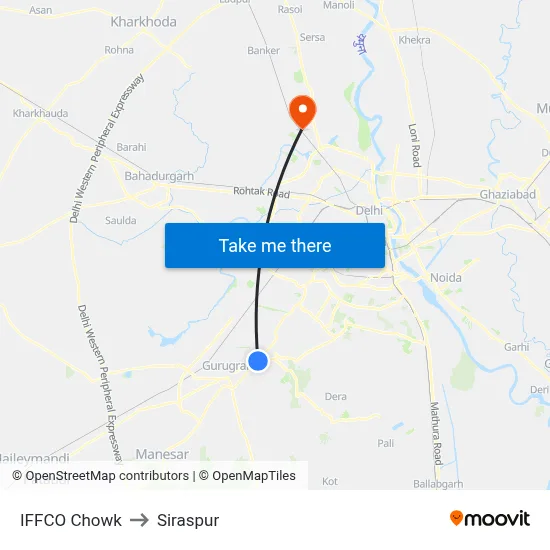 IFFCO Chowk to Siraspur map
