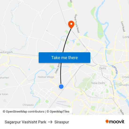 Sagarpur Vashisht Park to Siraspur map