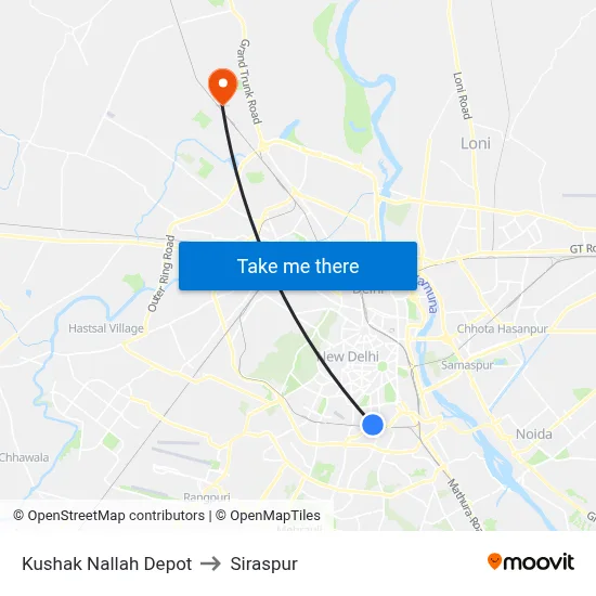 Kushak Nallah Depot to Siraspur map