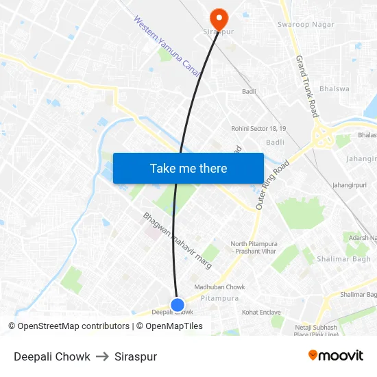 Deepali Chowk to Siraspur map