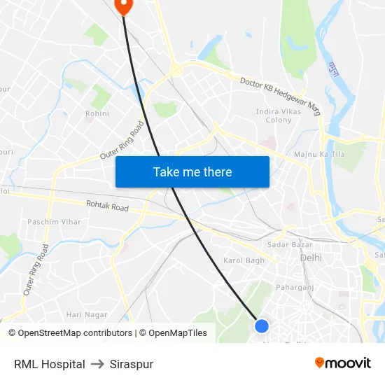 RML Hospital to Siraspur map