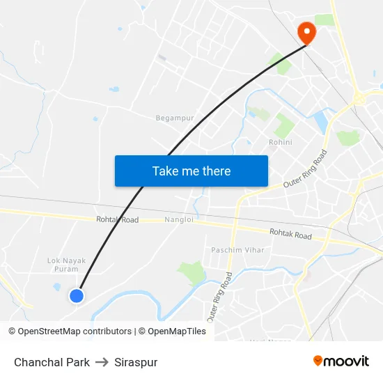 Chanchal Park to Siraspur map